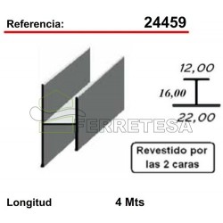 PERFIL "H"16 22-12 4M.PLATA MATE 24459