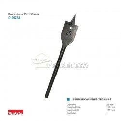 BROCA PLANA MADERA Ø25mm MAKITA