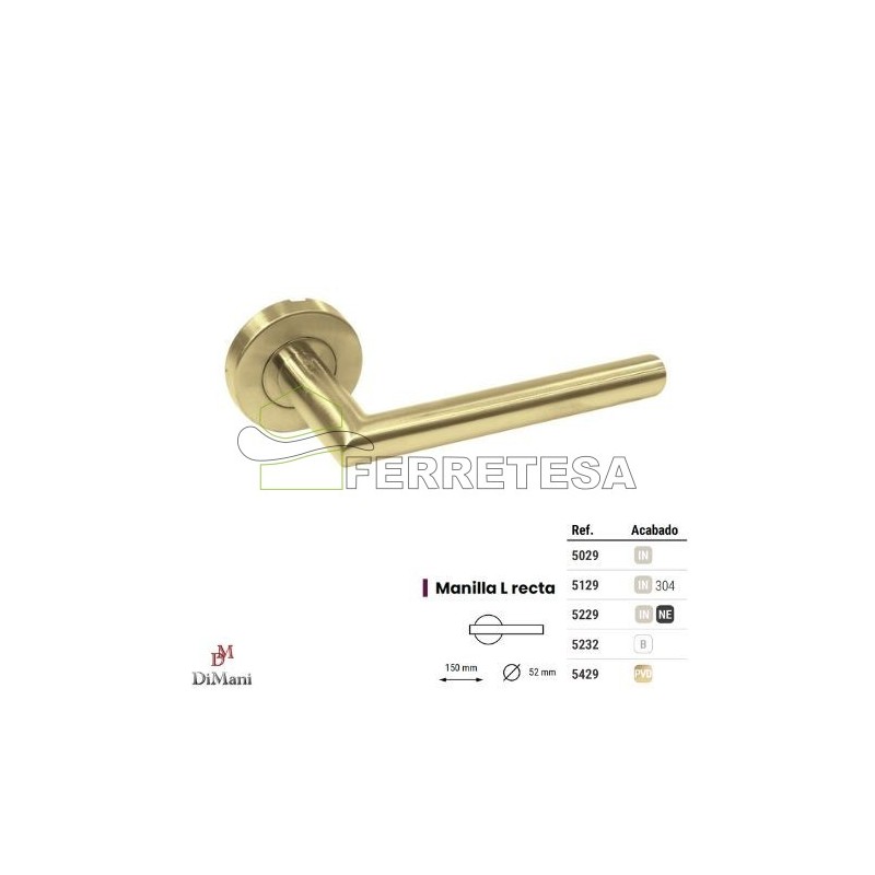 MANIVELA C/R Ø50 L RECTA INOX PVD 5429