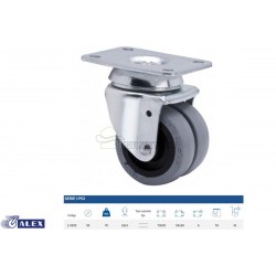 RUEDA DOBLE 1-0395 Ø50 GOMA GRIS 50 Kg