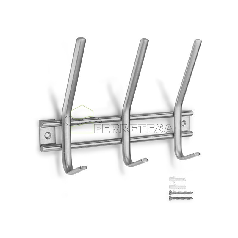 COLGADOR 3 GANCHO DOBLE INOX
