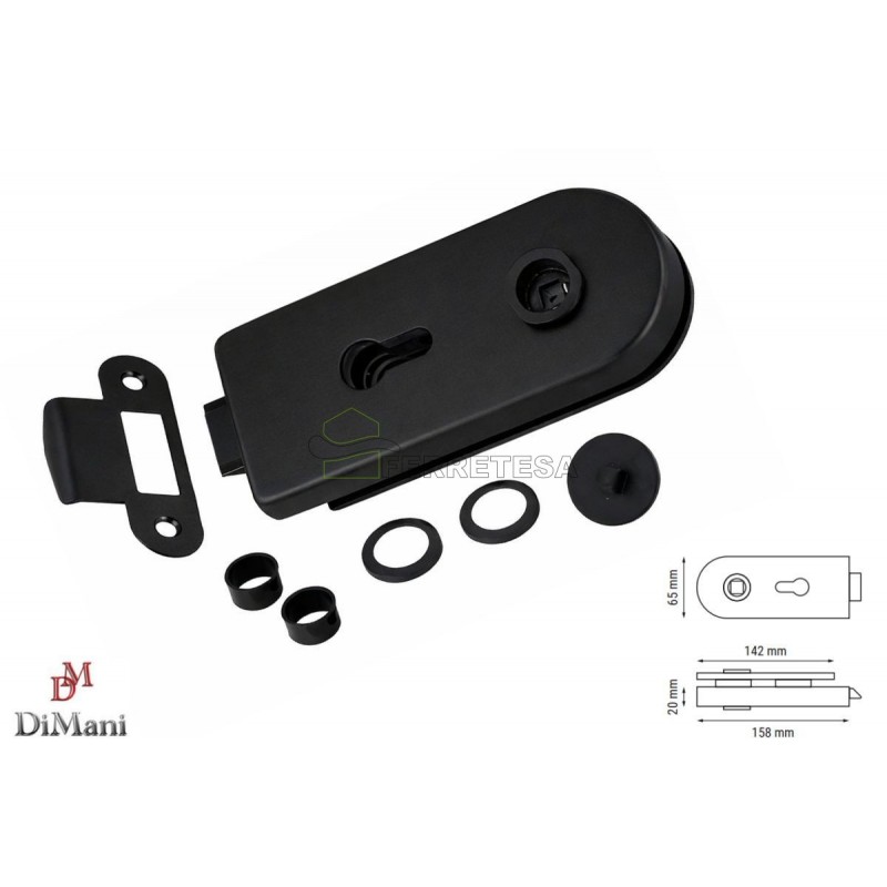 CERRADURA PUERTA VIDRIO INOX 304 NEGRO
