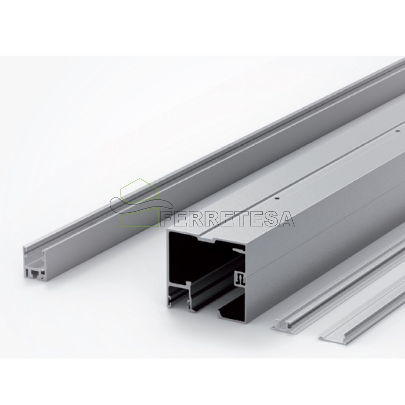 CARRIL SUPERIOR+INFERIOR ROLLGLASS+ 100Kg 4m. PLATA