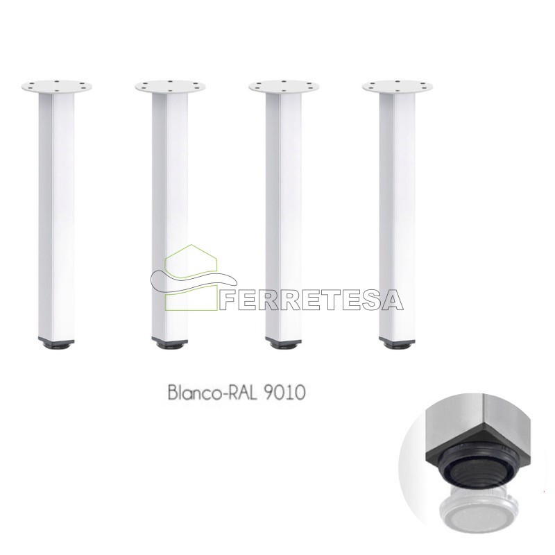 PATA CUADRADA 60x60x1100 mm. BLANCO RAL 9010