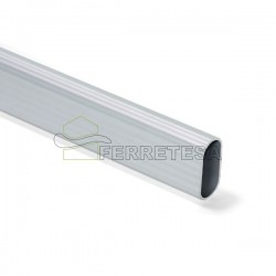 TUBO OVAL 30x15 ALUM.RAYADO 4MT.PLATA