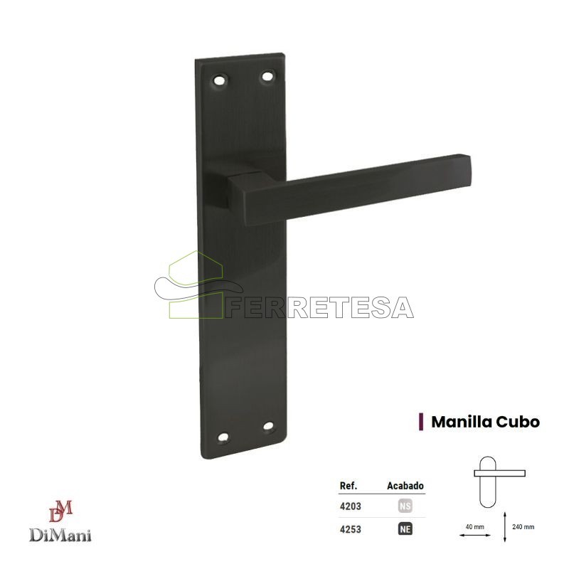 MANIVELA PLACA CUBO NEGRO 4253 ZAMAK