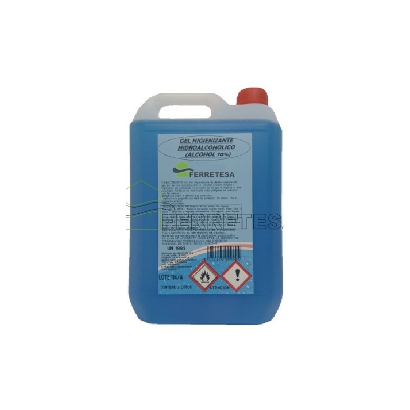 GARRAFA GEL HIDROALCOHOLICO 5 LTS.