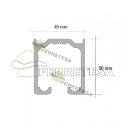 CARRIL U-150 ALUMINIO ANODIZADO 6Mts.
