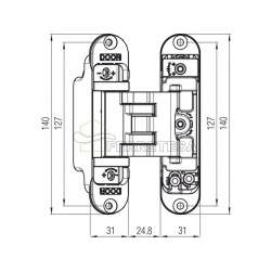 BISAGRA K3000 CS PARA PUERTAS CON SOLAPE 10mm.