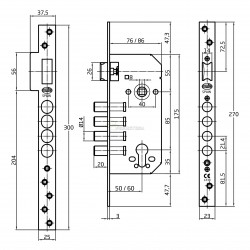 CERRADURA SEGURIDAD BULONES MOD100-50 DORADA