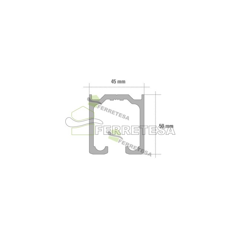 CARRIL U-150 ALUMINIO ANODIZADO 6Mts.