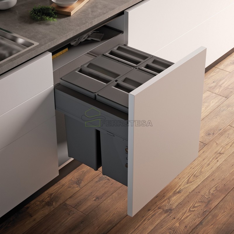 CUBO BASURA ECOLOGICO 600F 40/40 LITROS ANTRACITA