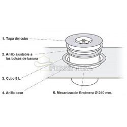CUBO BASURA BAJO ENCIMERA 8 L. Ø240mm.