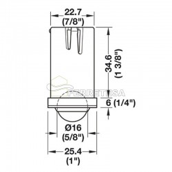 RUEDA ESCAMOTEABLE Ø23mm. 12,5 Kg HAFELE