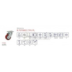 RUEDA 707.0802 Z ROJA Ø80 SIN FRENO 65Kg