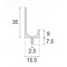 PERFIL TIRADOR CANTO 35mm PLATA (3mts)