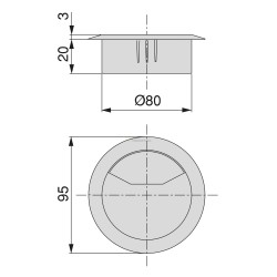 PASACABLE Ø80mm PLASTICO BLANCO
