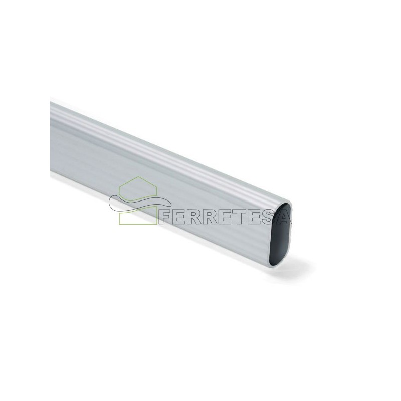 TUBO OVAL 30x15 ALUM.RAYADO 4MT.PLATA