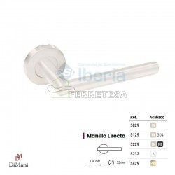MANIVELA C/R Ø50 L RECTA INOX BLANCO 5232