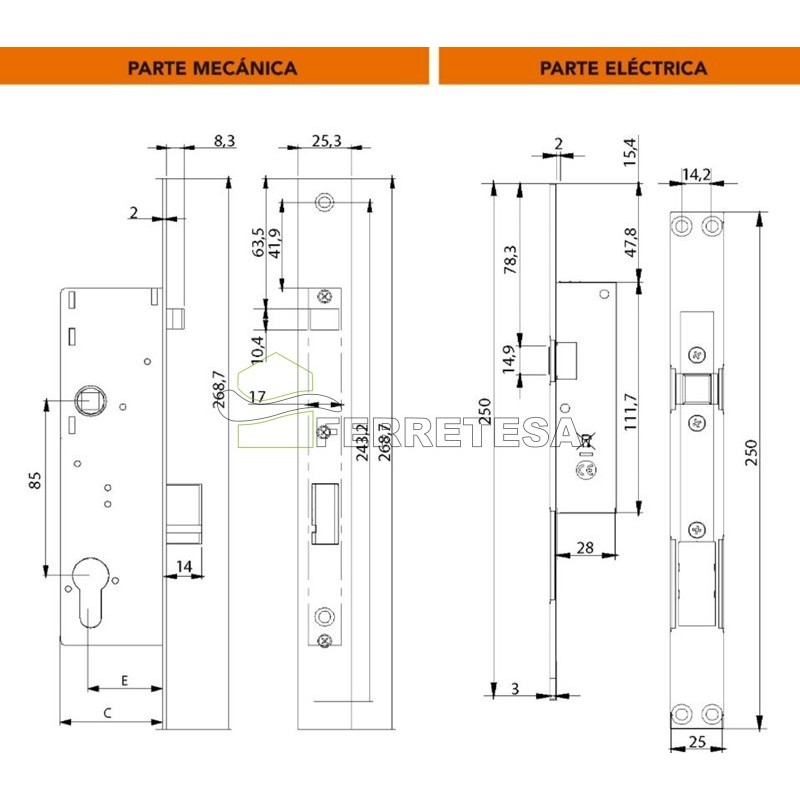 CERRADURA ELECTRICA DUO 50/85