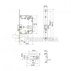 PICAPORTE 70mm DESCENTRADO RDO HN 10045
