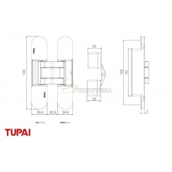 BISAGRA 3D OCULTA 140x30 NEGRO 1715 TUPAI