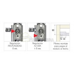 PAR COLGADORES  MODULO COCINA OCULTO 4 PATILLAS, CON CHAPA