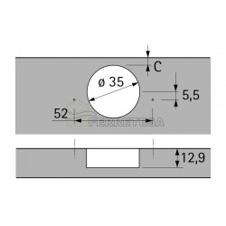 BISAGRA Ø35mm.SENSYS 8631i RECTA 95º PUERTA HASTA 32mmTH52