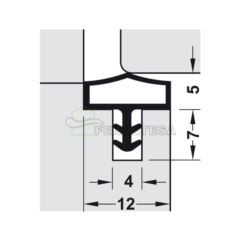 BURLETE JUNTA PERIMETRAL DE EMPOTRAR 25mts PVC BLANCO