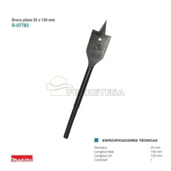 BROCA PLANA MADERA Ø25mm...
