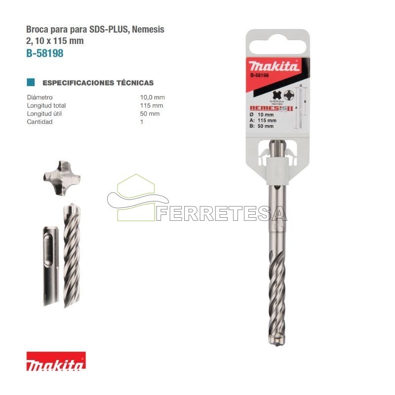 BROCA SDS 10x50x115mm NEMESIS MAKITA
