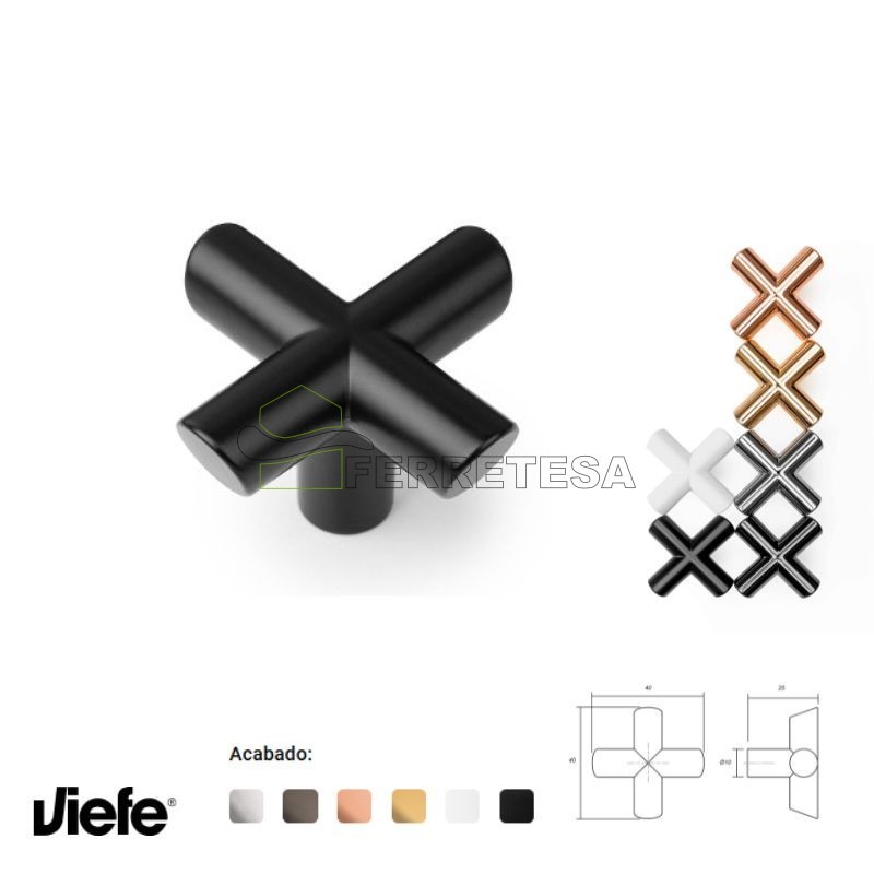 POMO EQUIS 40x40mm NEGRO MATE VIEFE