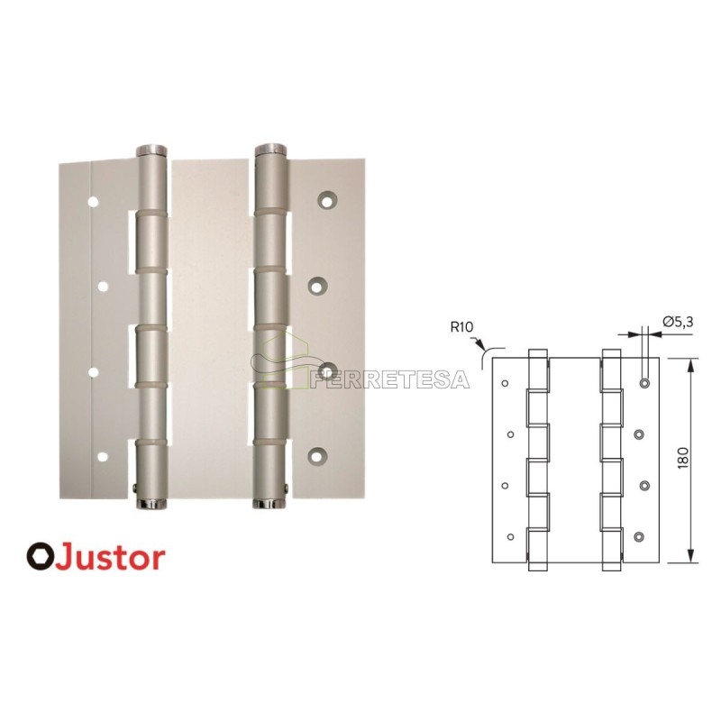 BISAGRA MUELLE DAA 180mm 2Uds PLATA JUSTOR