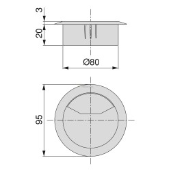 PASACABLE Ø80mm PLASTICO BLANCO