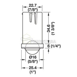 RUEDA ESCAMOTEABLE Ø23mm. 12,5 Kg HAFELE