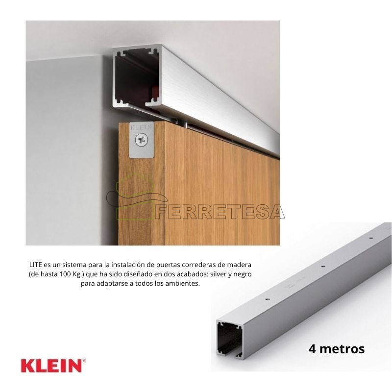 CARRIL LITE100 4m ALUM ANODIZ PLATA 2204
