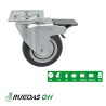 RUEDA SERIE LM Ø80 FRENO/PLACA GOMA GRIS