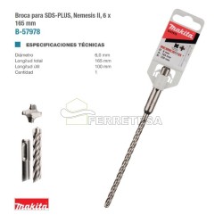 BROCA SDS 6x100x165mm...
