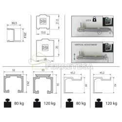 KIT ACCESORIOS 80/120KG OCULTO ABS 1 SENTIDO KRONA