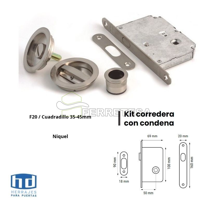 KIT CORREDERA CORREDERA F-20 35-45mm NIQUEL 7384 HD